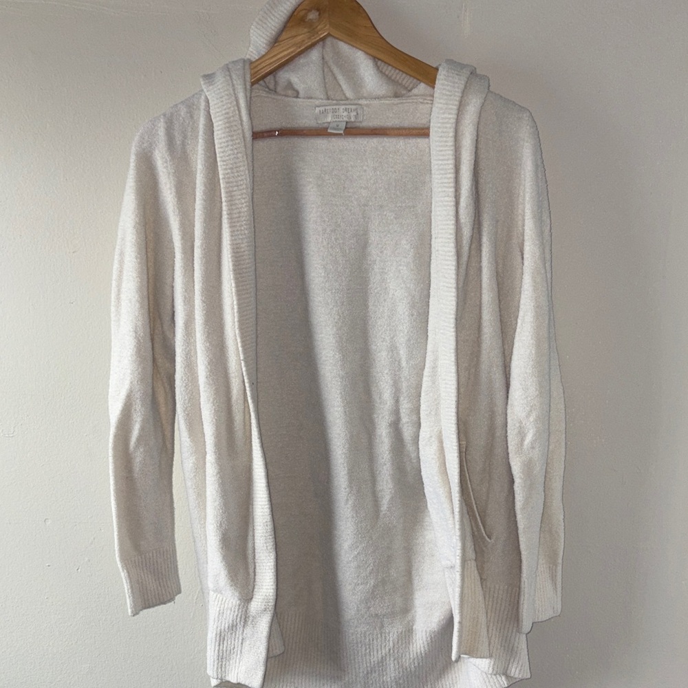 Barefoot Dreams Cozy Chic Lite Cream Hooded Cardigan